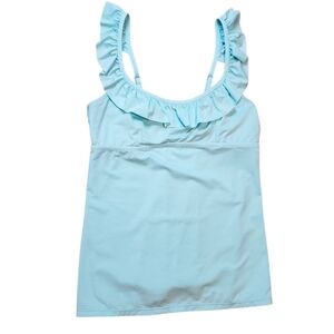 Haley & The Hound Light Blue Ruffle Tankini Swim Top Small NWT